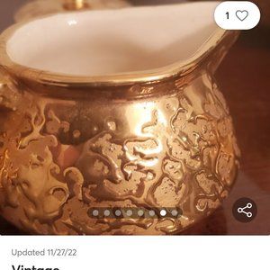 Tea Set.      24k Gold liquid embellished drip paint is 24k